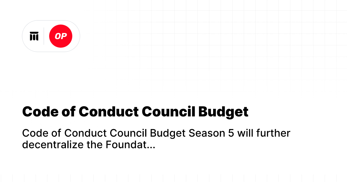 Code of Conduct Council Budget